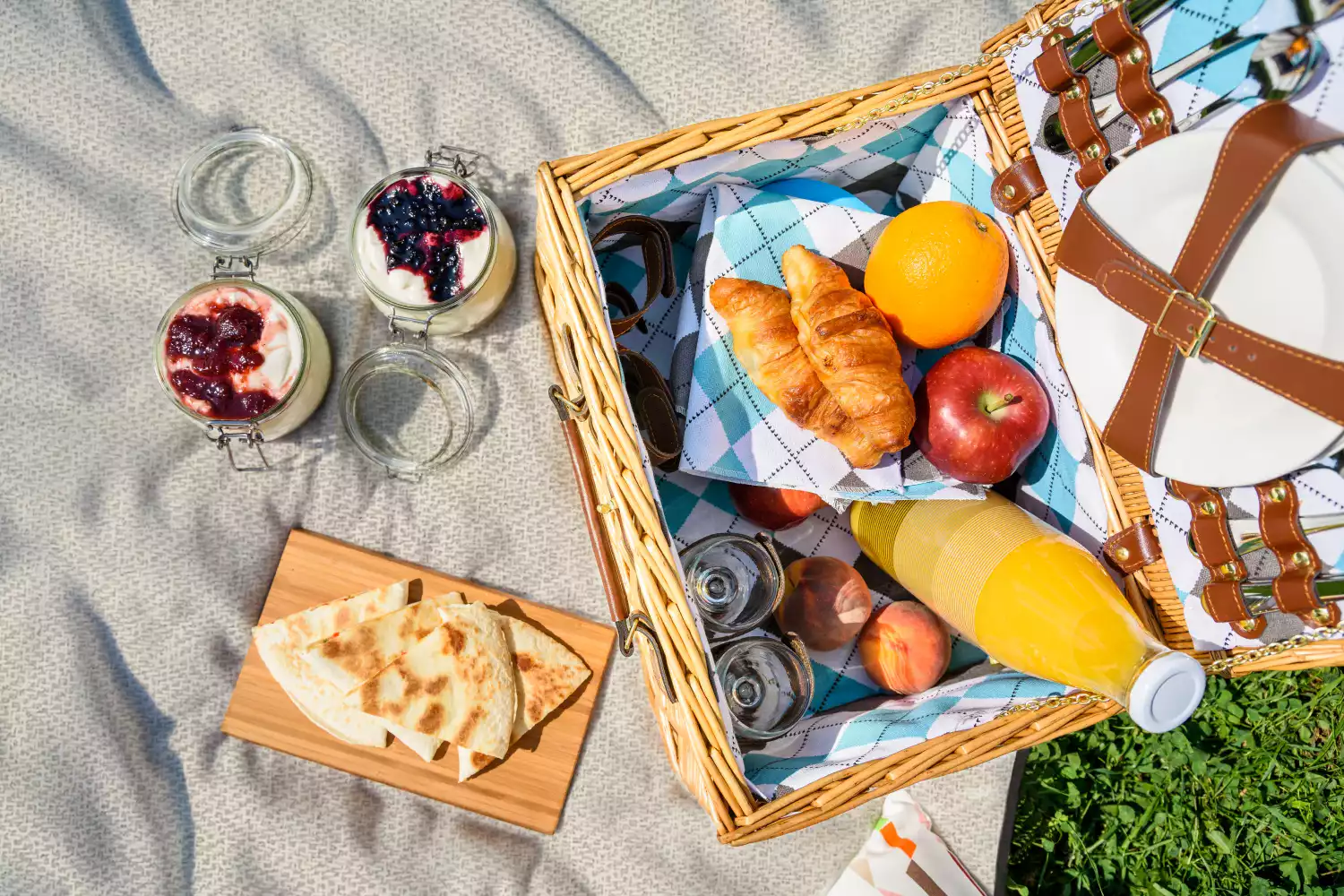 gray picnic blanket